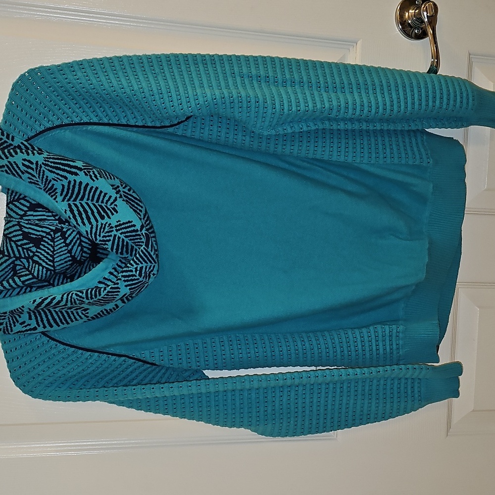Title Nine Dekker Turquoise Knit Hoodie - Picture 9 of 9